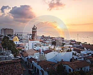 Aerial view of Puerto Vallarta at sunset - Puerto Vallarta, Jalisco, Mexico