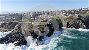 Aerial view of Punta Angeles Lighthouse at in Chile