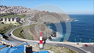 Aerial view of Punta Angeles Lighthouse at in Chile