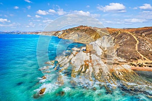 Aerial view with Punta Bianca Beach, Sicily island photo
