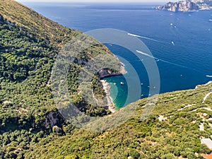 Aerial view of Punta Campanella on a sunny day, Amalfi Coast - Italy photo