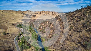 Aerial view of Putah Creek in California