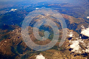 Aerial view of Pyrenees mountains photo