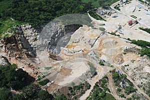 Aerial view of quarry development