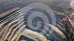 Aerial view of the quarry for extraction of stone for building materials