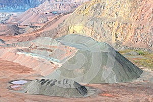 Aerial view of quarry. open pit mine of Porphyry rock