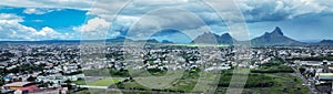 Aerial View of Quatre Bornes City With Mountains in the Background