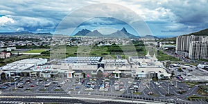 Aerial View of Quatre Bornes City With Mountains in the Background