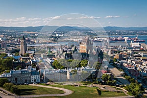 Aerial View of Quebec City During Summer in Quebec, Canada