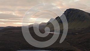 Aerial view of the Quiraing and surrounding areas in Isle of Skye, Autumn 2021