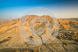 Aerial View of R Valley of the Kings on the West Bank of the Nil