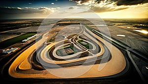 Aerial View Of Racetracks And Speedways :Bird\'s Eye (Generative AI)