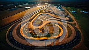 Aerial View Of Racetracks And Speedways :Bird\'s Eye (Generative AI)