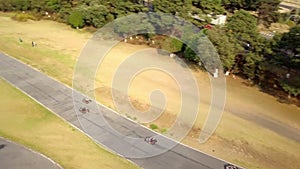 Aerial view of racing track in San Juan de Aragon Forest in Mexico City