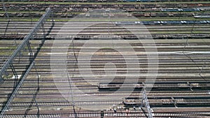 Aerial View Railway Junction Containers Wagons