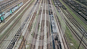 Aerial View Railway Junction Containers Wagons