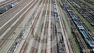 Aerial View Railway Junction Containers Wagons