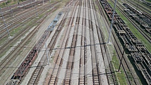 Aerial View Railway Junction Containers Wagons