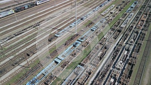 Aerial View Railway Junction Containers Wagons