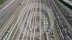 Aerial View Railway Junction Containers Wagons