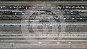 Aerial View Railway Junction Containers Wagons