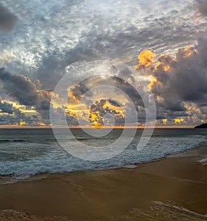 Aerial view rain clouds Dark storm clouds over ocean