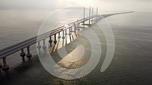 Aerial view raining day at Second Penang Bridge