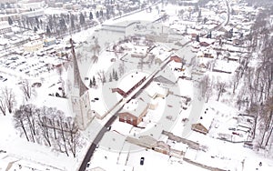 Aerial view of Rakvere in winter