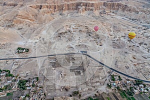 Aerial view of Ramesseum, ancient Thebes, Luxor, Egypt