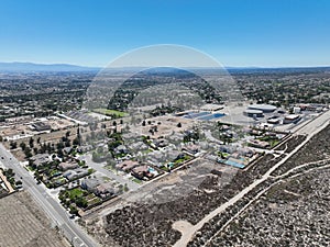 Aerial view of Rancho Cucamonga, located south of the foothills of the San Gabriel Mountains and Angeles National Forest photo