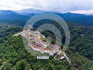 Aerial view of Rasnov Fortress Romania