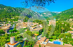 Aerial view of Real Cartuja de Valldemossa, Mallorca, Spain