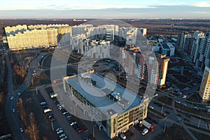 Aerial view of real estate in New Vatutinki district, Troitsk re