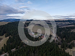 Aerial view of the recreation center in the town of Dolny Kubin in Slovakia