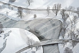 Aerial View of Recreational Park in Winter