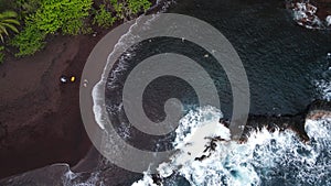 aerial view of Red Sand Beach, Kaihalulu Beach, in Maui Hawaii.