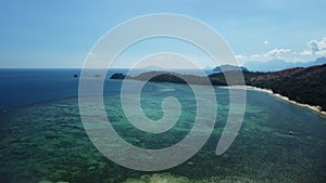 Aerial view of reef and seagrass beds