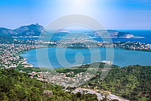 Aerial View of Regiao Oceanica in Niteroi, Rio de Janeiro, Brazil photo