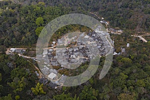 Aerial view of the remote Nuogang Dai village in Lancang, Yunnan - China photo