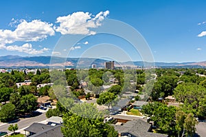 Aerial view of the Reno-Sparks Nevada downtown skyline district photo