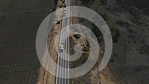 aerial view Of repair the road.