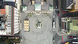 Aerial view of the Republic Square in Belgrade downtown of Serbian capital at sunset