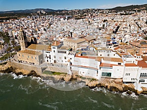 Aerial view of residence district in town Sitges, Spain