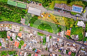 Aerial View Of Residence Districts In Banos, Ecuador