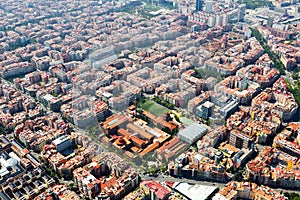 Aerial view of residence districts in Barcelona