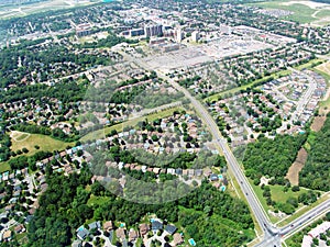 Aerial view of residential area