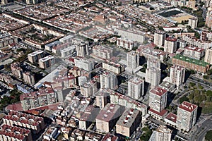 Aerial view of a residential area in Malaga.