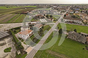 Aerial View of Residential Area in Rural Pianura Padana