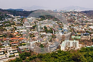 aerial view of residential area in Seoul city Seongbuk-dong