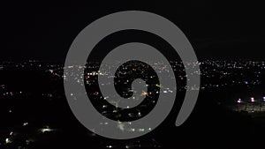 Aerial view of residential areas in the city of Gorontalo at night